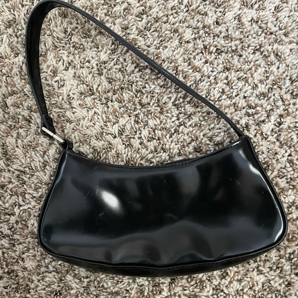 Lather black purse